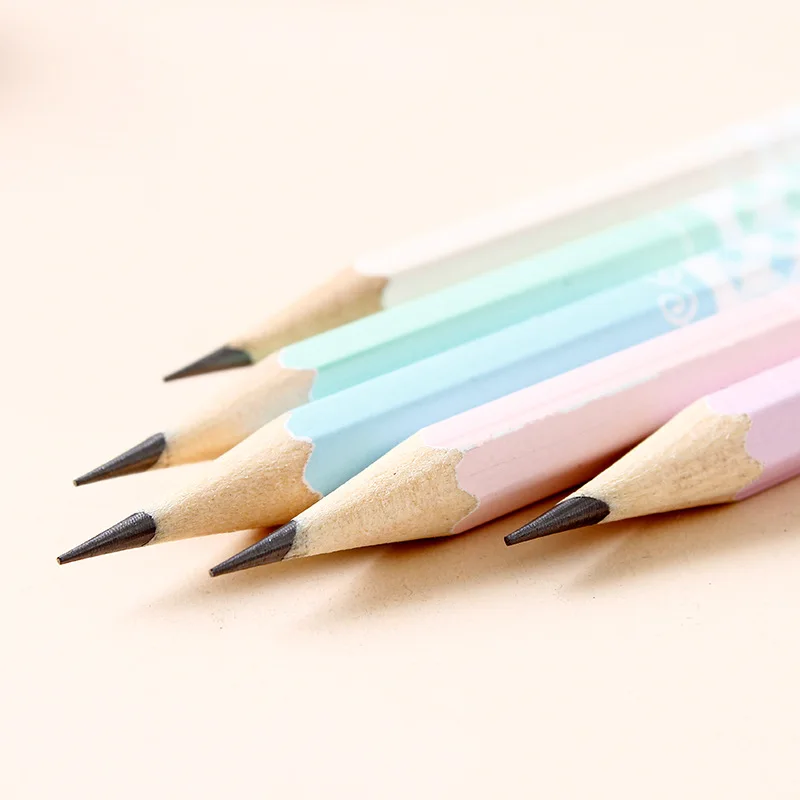 12個かわいい暖色六角HB標準の木の鉛筆の学生文具や書画を鉛筆の学校事務用品