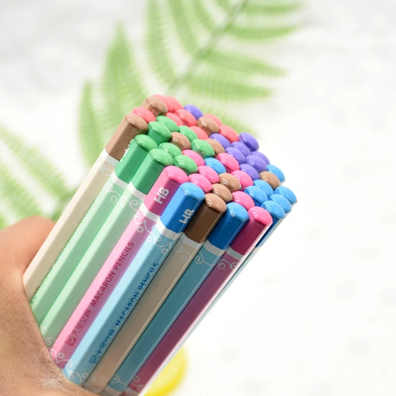 12個かわいい暖色六角HB標準の木の鉛筆の学生文具や書画を鉛筆の学校事務用品