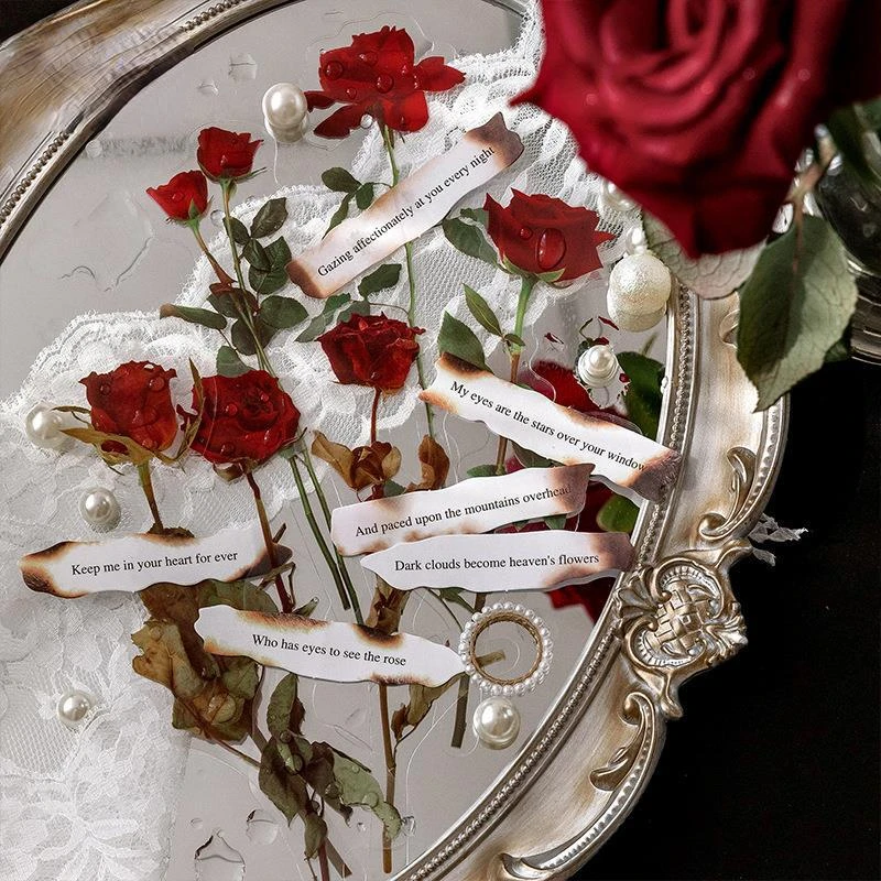 12個のビッグサイズの花びの恋の歌にバラデシダの葉スタイル塩ビ透明ステッカー Scrapbooking DIYギフトの装飾タグ