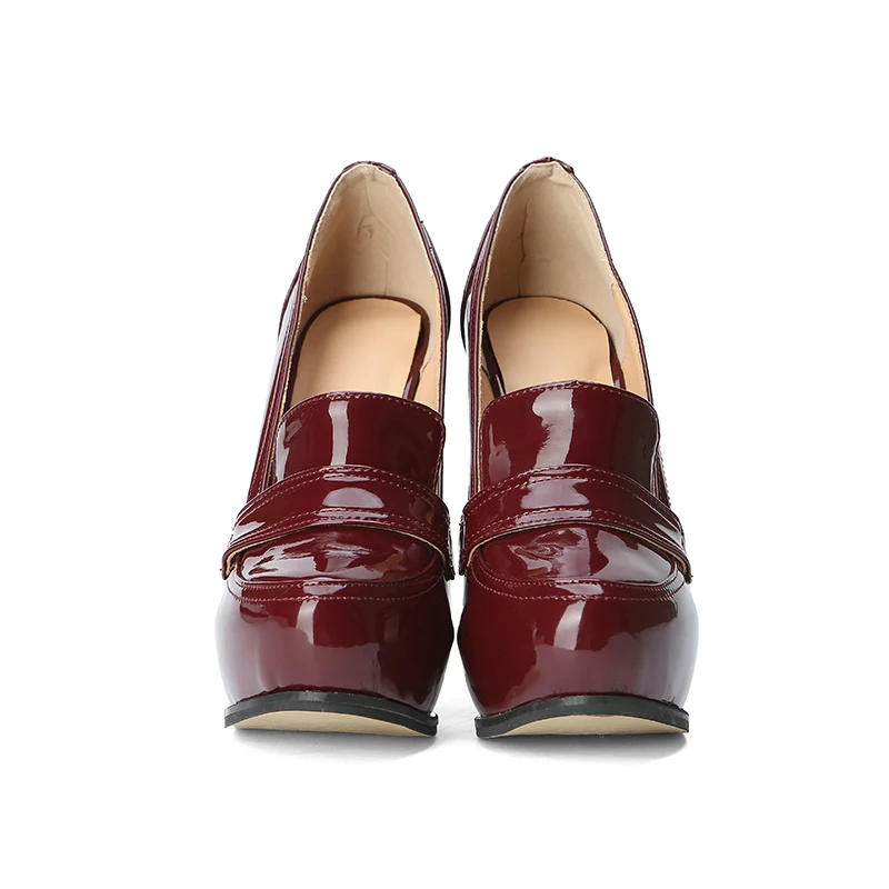 Kcenidプラスサイズ35-47新たな特許の革の女性トポンプ-セクシーハイヒールで優雅なポンプウトパ靴赤ワイン2023