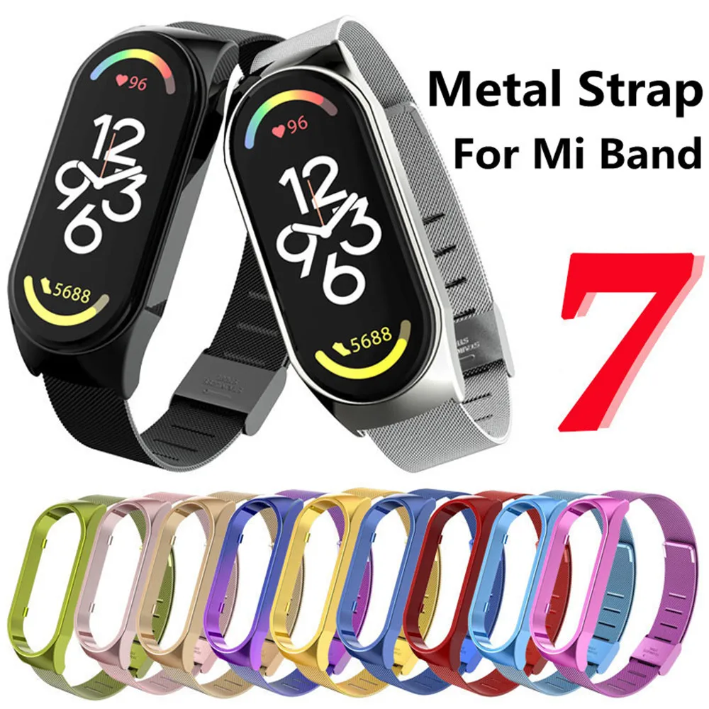 Miバンドの7ストラップ金属ステンレス鋼の追加ゲストのためのレジュメはあなた自身の広告Miバンド7 6交換時計付属品Miband7ブレスレット