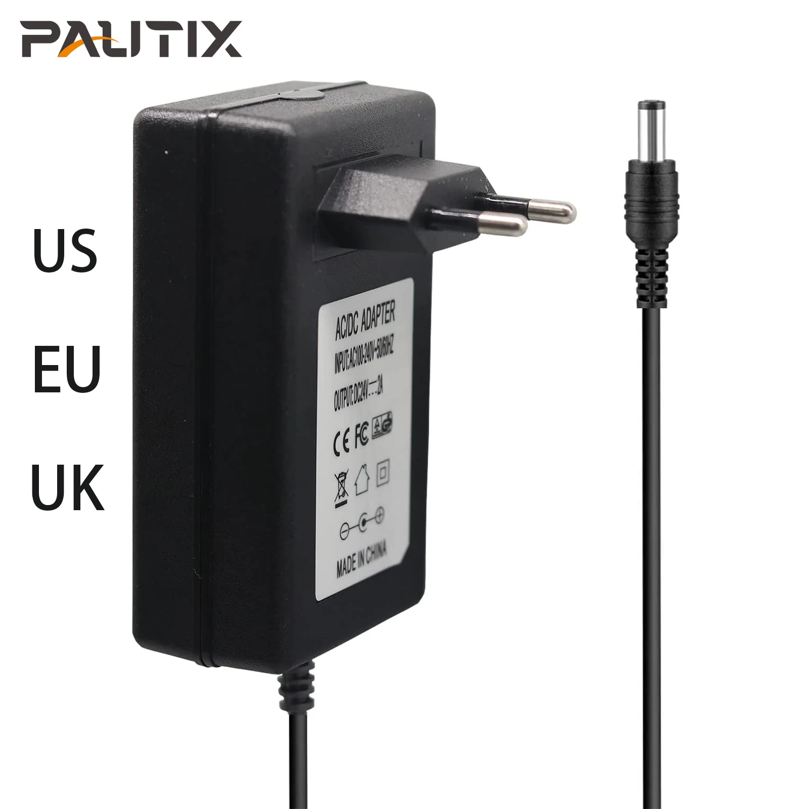 PAUTIX DC24V2A EUイギリスアメリカのプラグを電源充電器、LED帯GS認証AC100V-240Vスイッチ電源アダプター48W最大