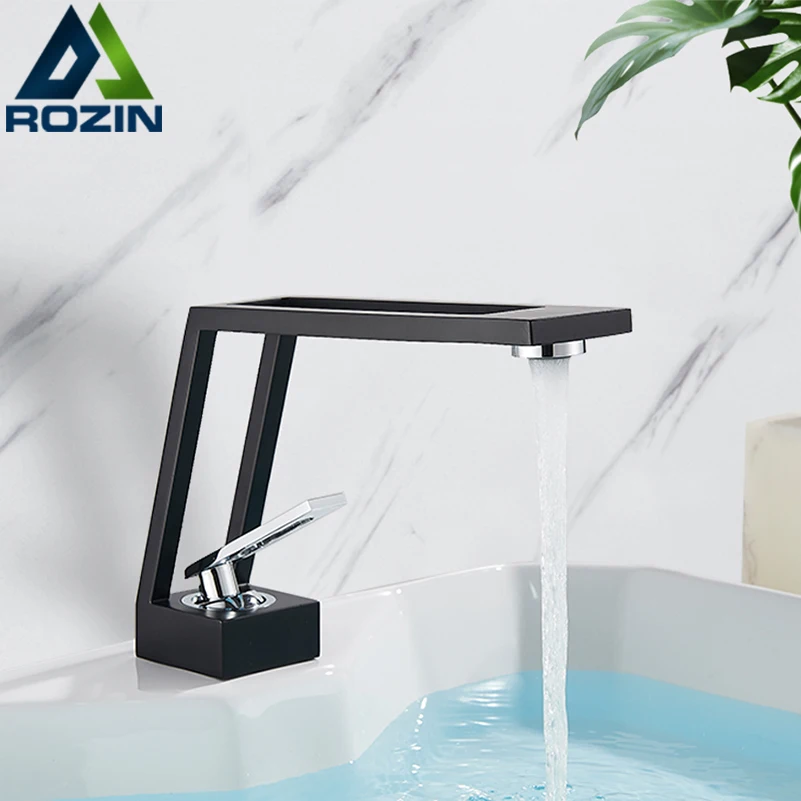 Rozin北欧スタイル流域の蛇口カラーは4色の広場空彫りのデザイン黒洗面水栓デッキに搭載冷温泉はミキサーをタップ