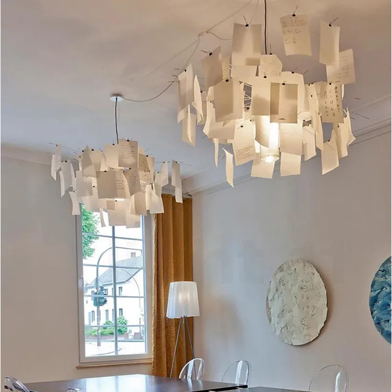 Zettel zシャンデリアLED E27DIY紙ランプのレプリカデザイナー光のための生活ルームダイニングルームホームベッドルームの美観点灯