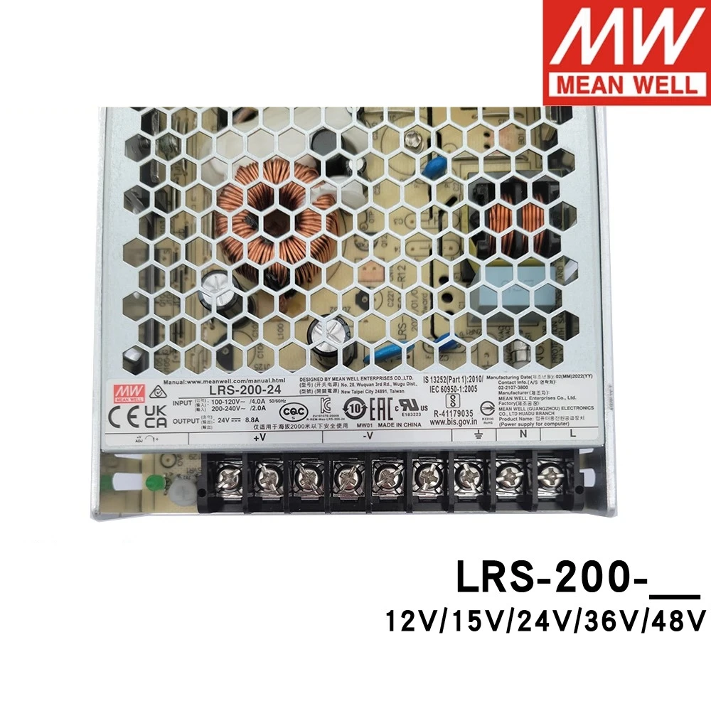 もっと明るくて、もっと高品質な200W5V12V15V24V36V48V単出力スイッチング電源LRS-200-5LRS-200-12LRS-200-24LRS-200-36LRS-200-48