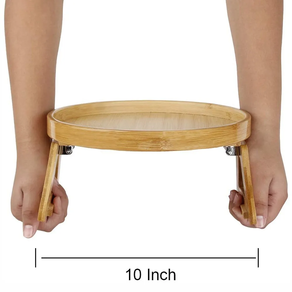 ソファートレイテーブルソファーアームレスト付きクリップトレイの天然の竹はソファートレイ実践的なテレビのスナックトレイのためのリモート制御コーヒーの軽食
