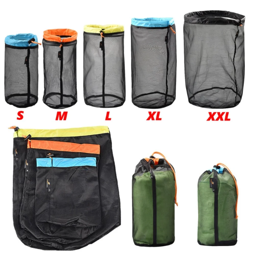 旅行のメッシュの蓄超軽量のバッグの屋外プ巾着物袋キャンプ旅行ガハイキングツールアクセサリーマルチツール