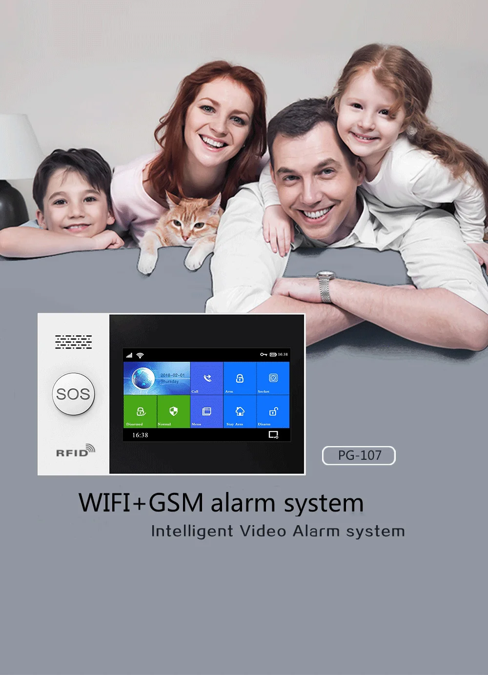 無線4G WIFI GSMは、家庭セキュリティアラームシステムのSMS Tuya SmartLifeアプリの制御とモーションセンサーの支援Alexa&Google