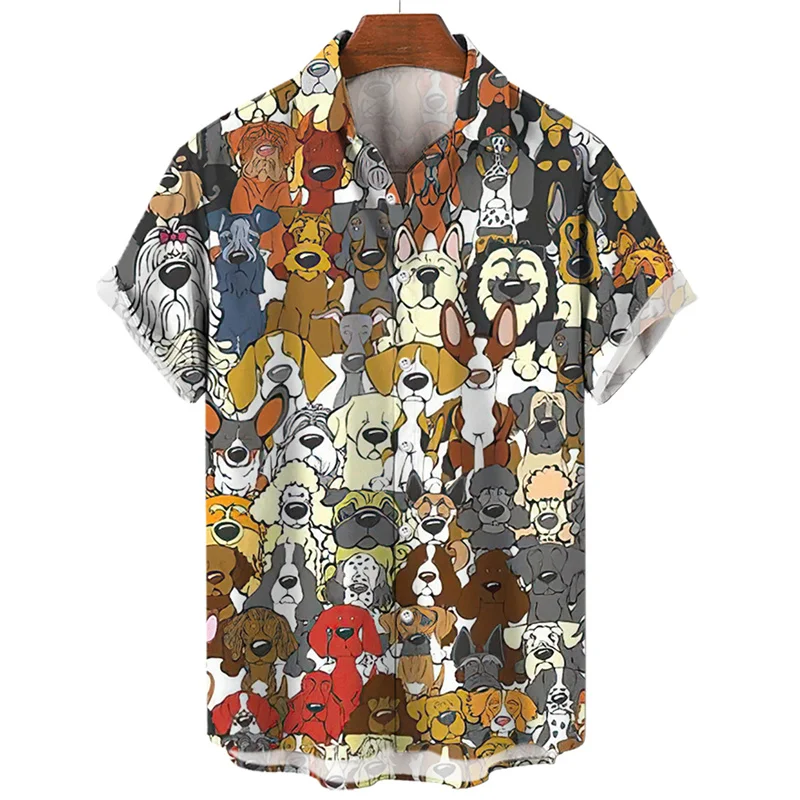 男の夏猫のパターンハワイシャツの大型印刷社会花Camisa漫画男性のグラフィティ衣新しいヴィンテージ原宿