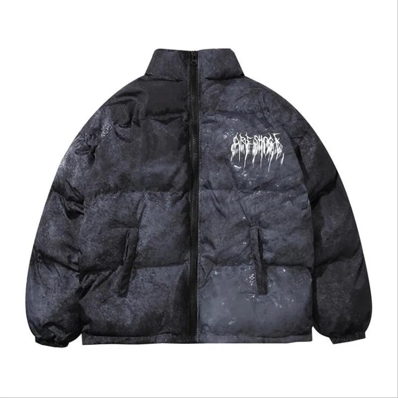男性のヒップホップオーバーサイズの爆撃機ドジャケットコートStreetwearグラフィティ-ジャケットパーカー綿原宿の冬のダウンジャケットコートOutwear